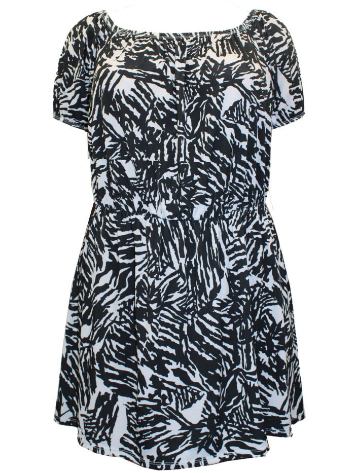 Originals BLACK Abstract Print Bardot Stretch Top Size 18 - 32 - Image 1