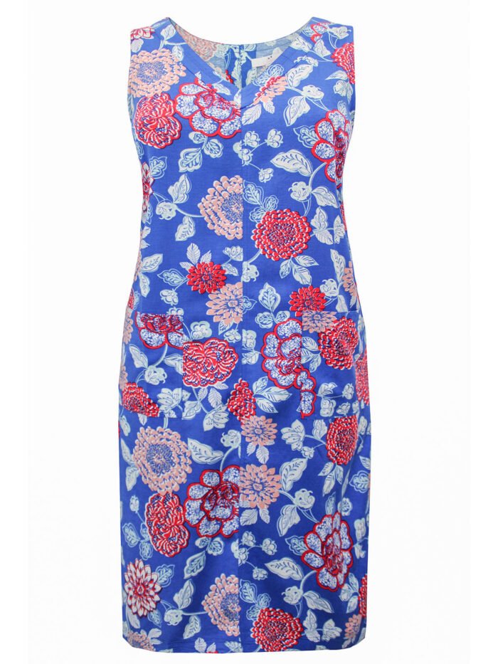 MULTI Linen Blend Sleeveless Floral Print Shift Dress Size 16 Only** - Image 2