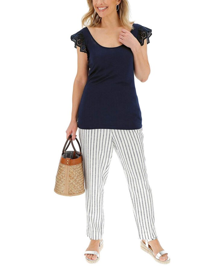 NAVY Broderie Cap Sleeve Top Size 16 - 24 - Image 2