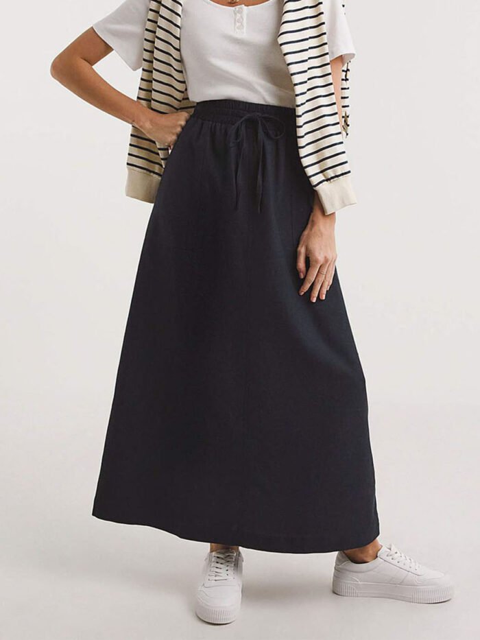 NAVY Linen Blend Maxi Skirt Size 14 -32 - Image 1