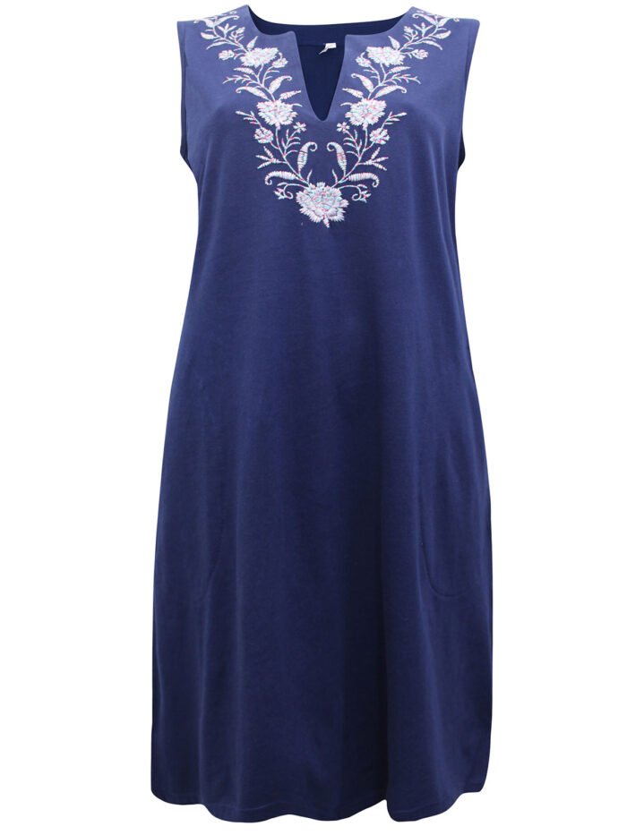 NAVY Pure Cotton Sleeveless Embroidered Dress Size 10 - 18 - Image 1