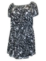 Originals BLACK Abstract Print Bardot Stretch Top Size 18 - 32 - Image 3