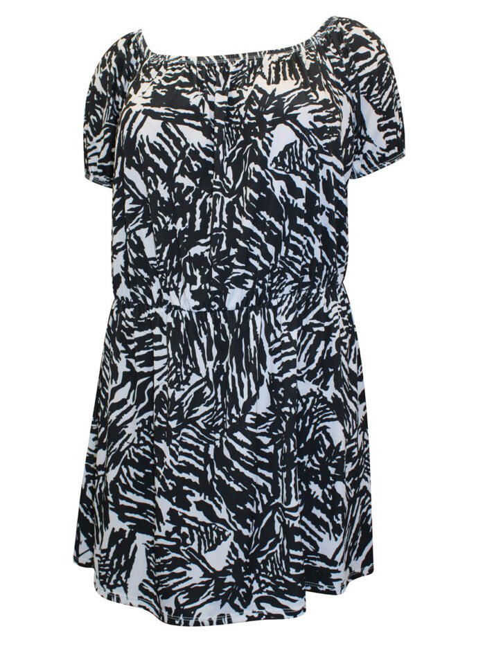 Originals BLACK Abstract Print Bardot Stretch Top Size 18 - 32 - Image 3
