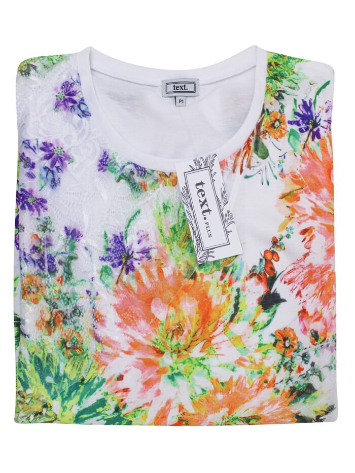 ORANGE Floral Print Lace Top Size 20 - 26 - Image 4