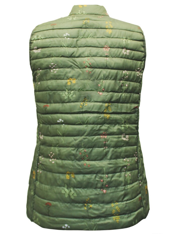 KHAKI Floral Print Packaway Quilted Gilet Jacket Size 18 -24 - Image 4