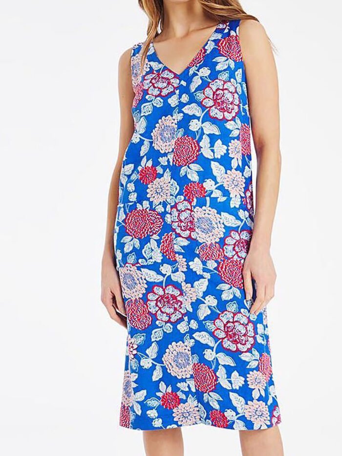 MULTI Linen Blend Sleeveless Floral Print Shift Dress Size 16 Only** - Image 4