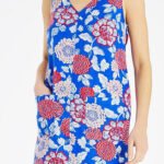 MULTI Linen Blend Sleeveless Floral Print Shift Dress Size 16 Only**