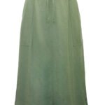 KHAKI Linen Blend Midi Skirt Size 16 - 28