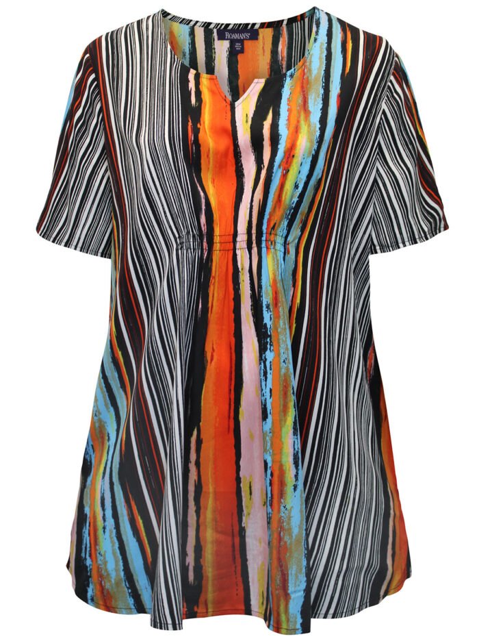 MULTI Printed Notch Neck Woven Top Size 22 - 34 - Image 1