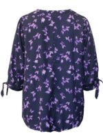 NAVY Butterflies Georgette Button Front Tie Sleeve Cafe Blouse Size 20 - 40 - Image 2