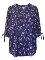 NAVY Butterflies Georgette Button Front Tie Sleeve Cafe Blouse Size 20 - 40 - Image 4