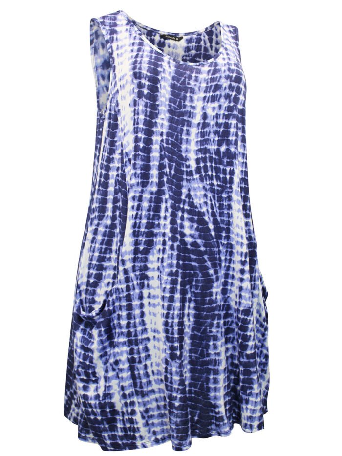 Originals BLUE Tie Dye Stretch Swing Tunic Dress Size 18 - 28 - Image 4