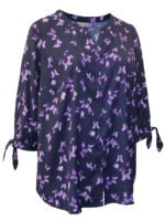 NAVY Butterflies Georgette Button Front Tie Sleeve Cafe Blouse Size 20 - 40 - Image 5