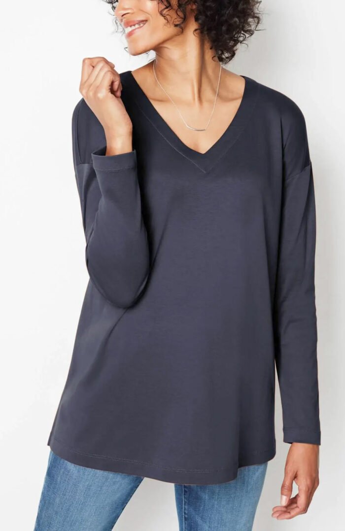 NAVY Supima Cotton Long Sleeve Tunic Size 10 - 26 - Image 1