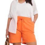 ORANGE Linen Blend Knee Length Shorts Size 20 - 32