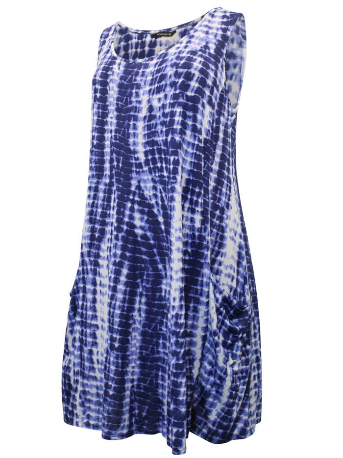 Originals BLUE Tie Dye Stretch Swing Tunic Dress Size 18 - 28 - Image 5