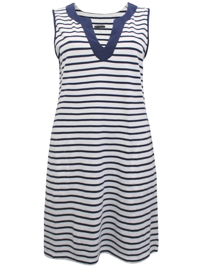 NAVY Pure Cotton Sleeveless Striped Dress Size 10 - 30 - Image 7