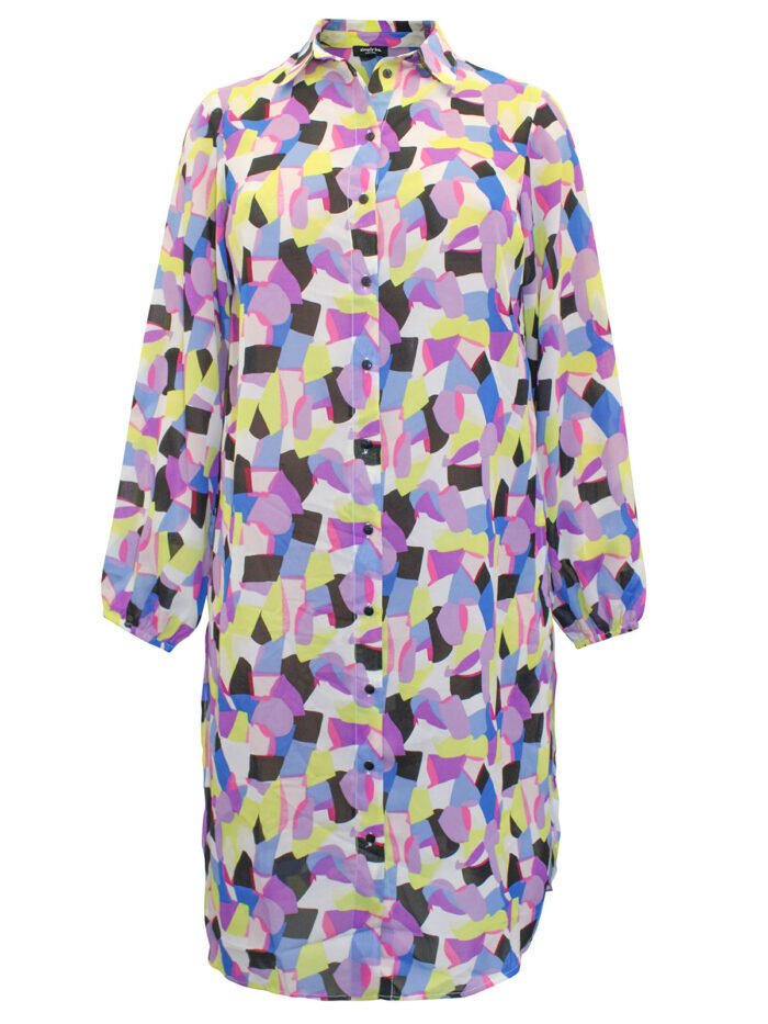 MULTI Printed Sheer Longline Shirt Size 12 - 22 - Image 2