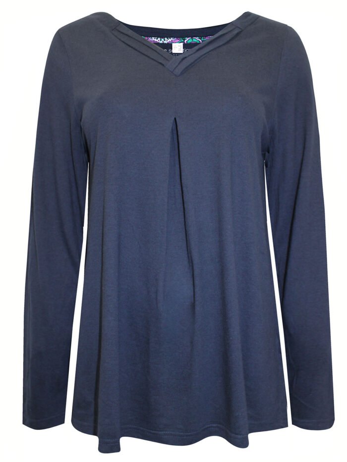NAVY Cotton Blend Open Pleat Top Size Size 10 -28 - Image 1