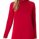 RED Modal Blend Turtle Neck Top Size 10 - 16
