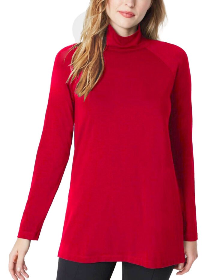 RED Modal Blend Turtle Neck Top Size 10 - 16 - Image 1