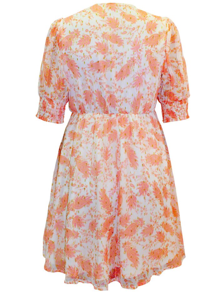 PEACH Paisley Print Skater Dress With Lurex Size 20 -32 - Image 3