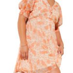 PEACH Paisley Print Skater Dress With Lurex Size 20 -32