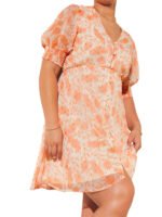 PEACH Paisley Print Skater Dress With Lurex Size 20 -32