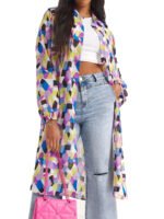 MULTI Printed Sheer Longline Shirt Size 12 - 22