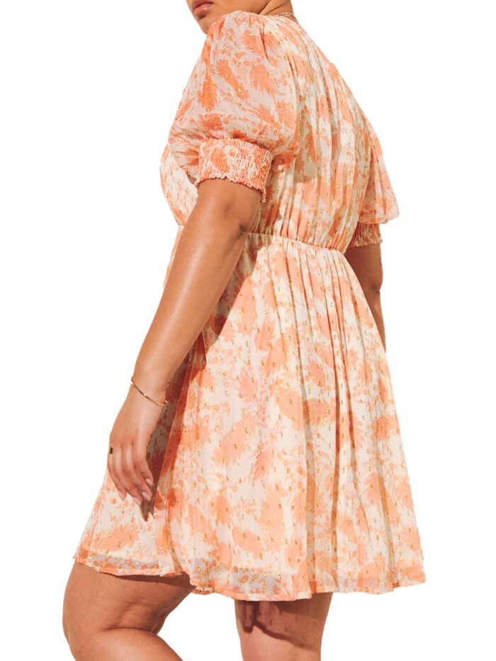 PEACH Paisley Print Skater Dress With Lurex Size 20 -32 - Image 5