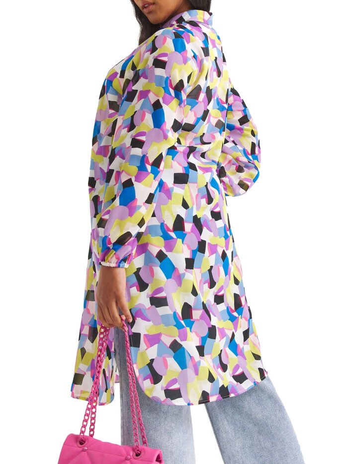 MULTI Printed Sheer Longline Shirt Size 12 - 22 - Image 5