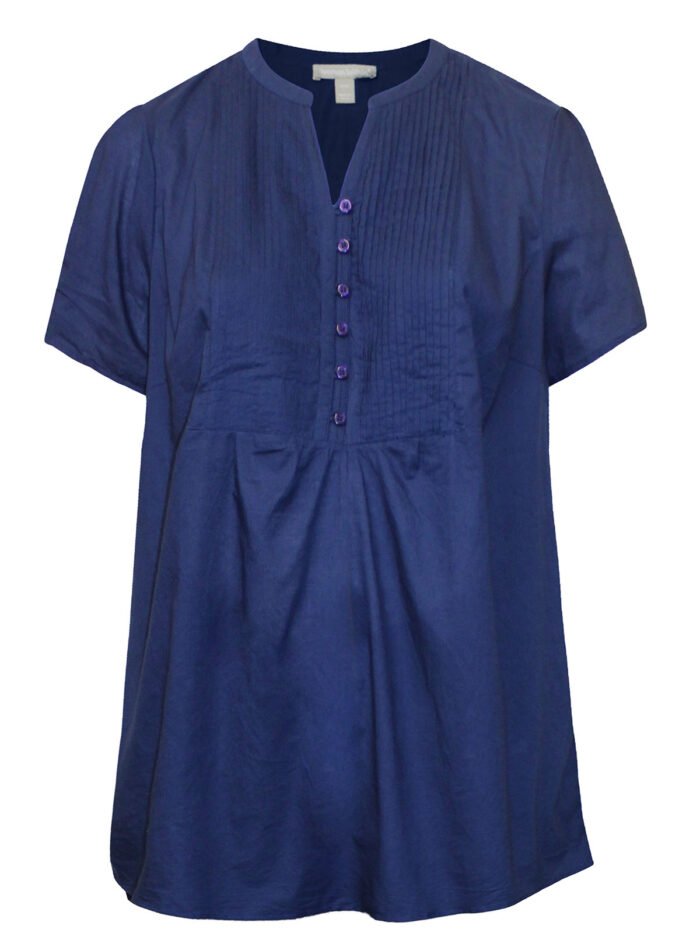 NAVY Pintucked Half-Button Tunic Size 20 - 42 - Image 5