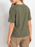 KHAKI Short Sleeve Cotton Jersey Top Size 10 - 28 - Image 5