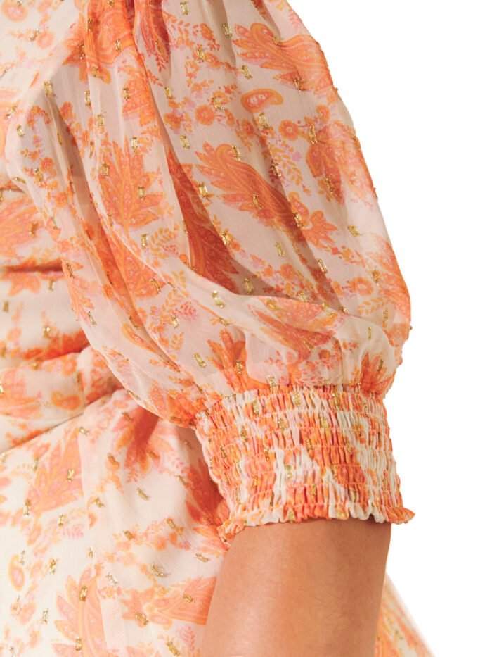 PEACH Paisley Print Skater Dress With Lurex Size 20 -32 - Image 6