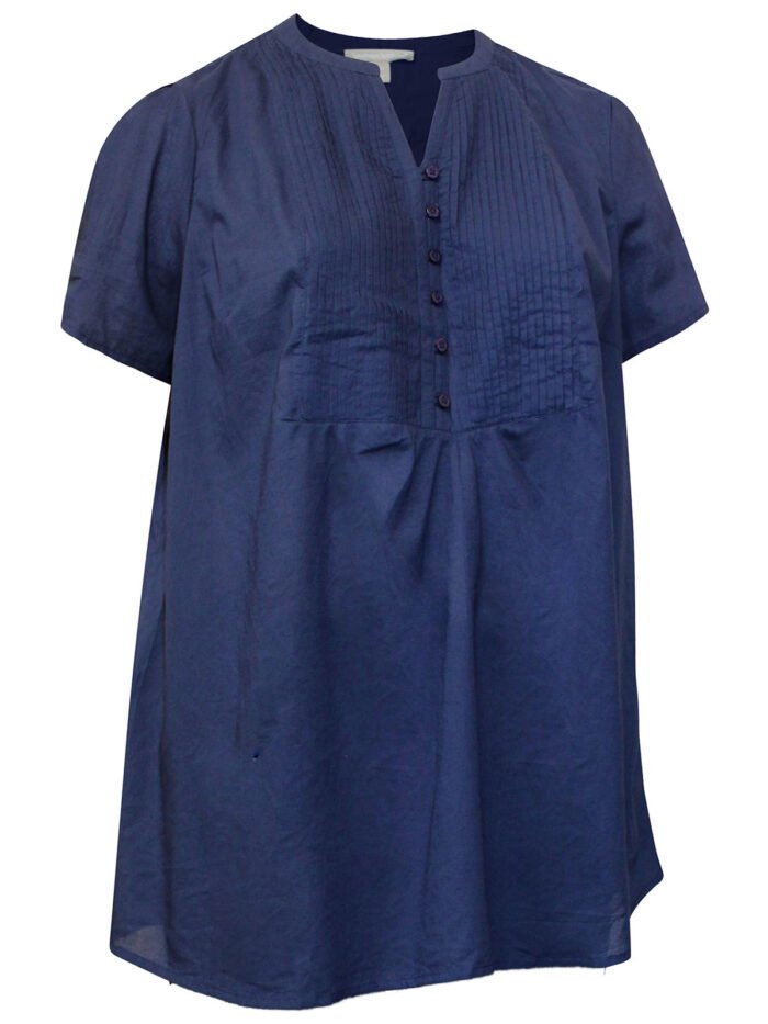 NAVY Pintucked Half-Button Tunic Size 20 - 42 - Image 7