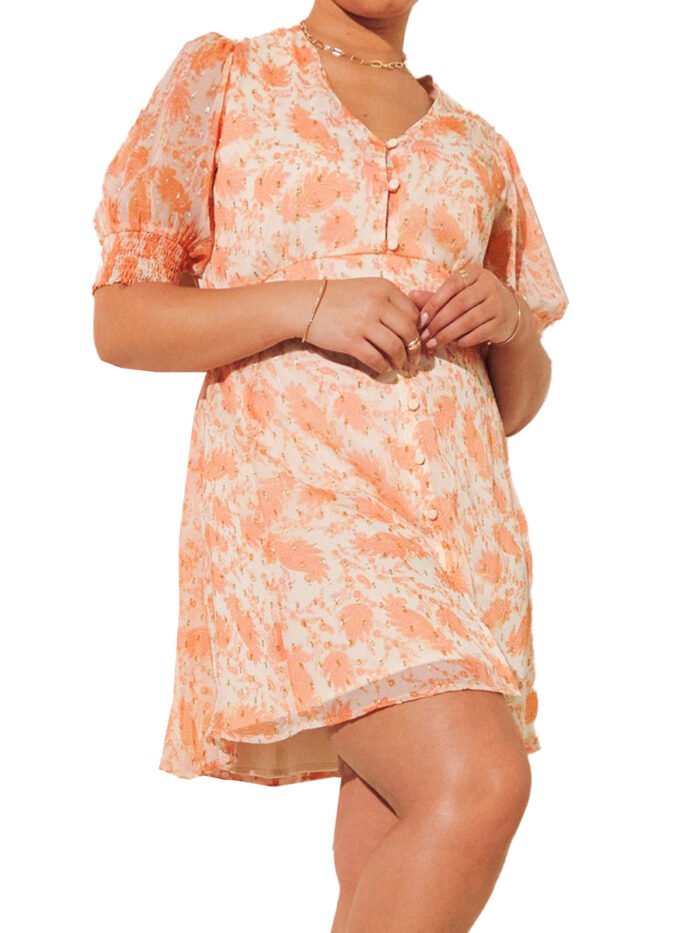 PEACH Paisley Print Skater Dress With Lurex Size 20 -32 - Image 7