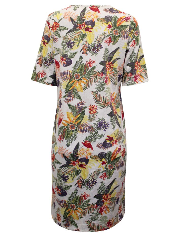 MULTI Pure Cotton Tropical Print Shift Dress Size 12 - 28 - Image 2
