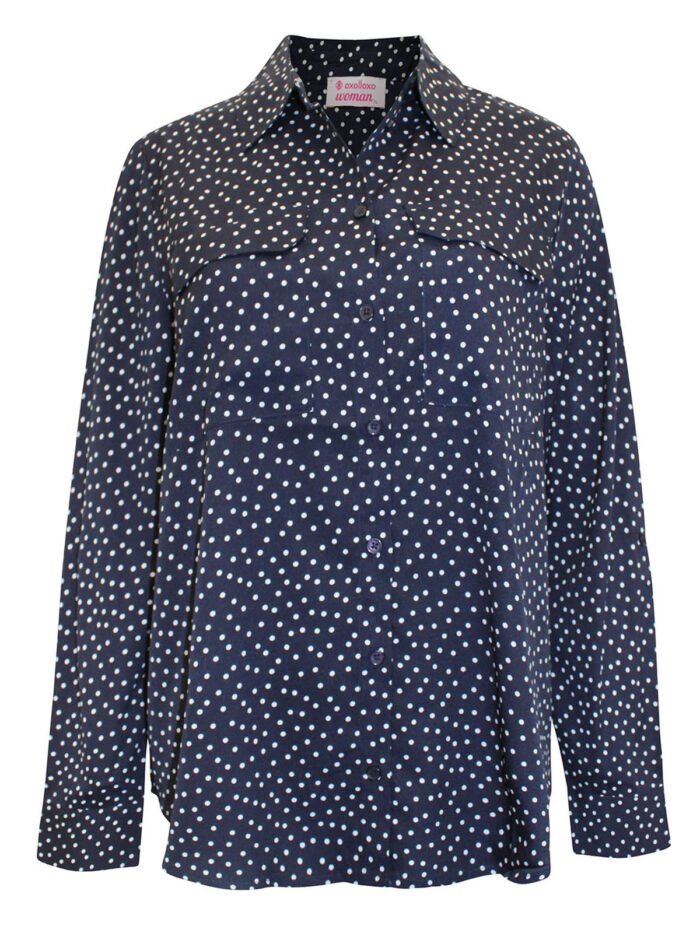 NAVY Polka Dot Print Pocket Blouse Size 14 - 20 - Image 2