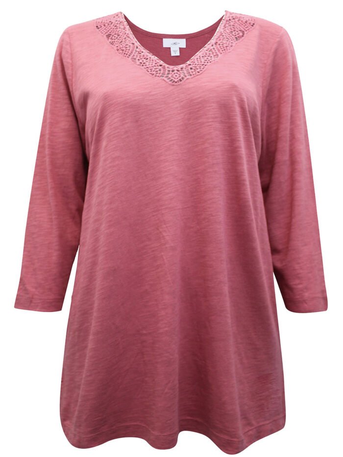ROSE-PINK Pure Cotton Crochet Trim Top Size 10 - 18 - Image 2