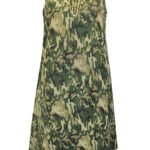 KHAKI Sleeveless Camo Embellished Shift Dress Size 12 - 22