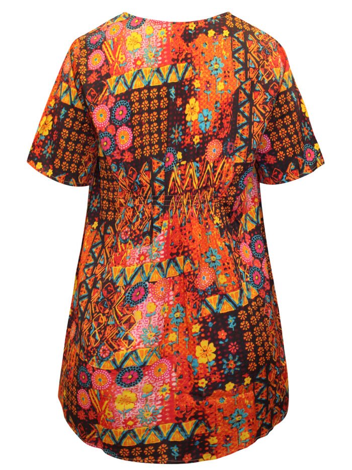 ORANGE Printed Notch Neck Woven Top Size 18 - 26 - Image 3