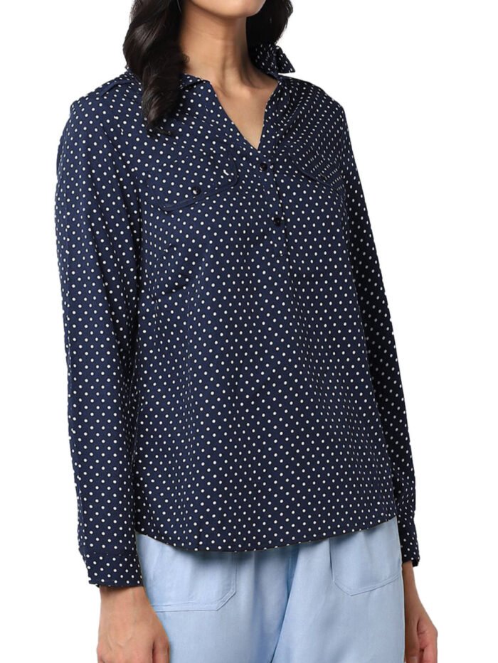 NAVY Polka Dot Print Pocket Blouse Size 14 - 20 - Image 1