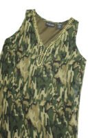 KHAKI Sleeveless Camo Embellished Shift Dress Size 12 - 22 - Image 4