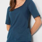 NAVY Cotton Rich Square Neck Top Size 14 - 28