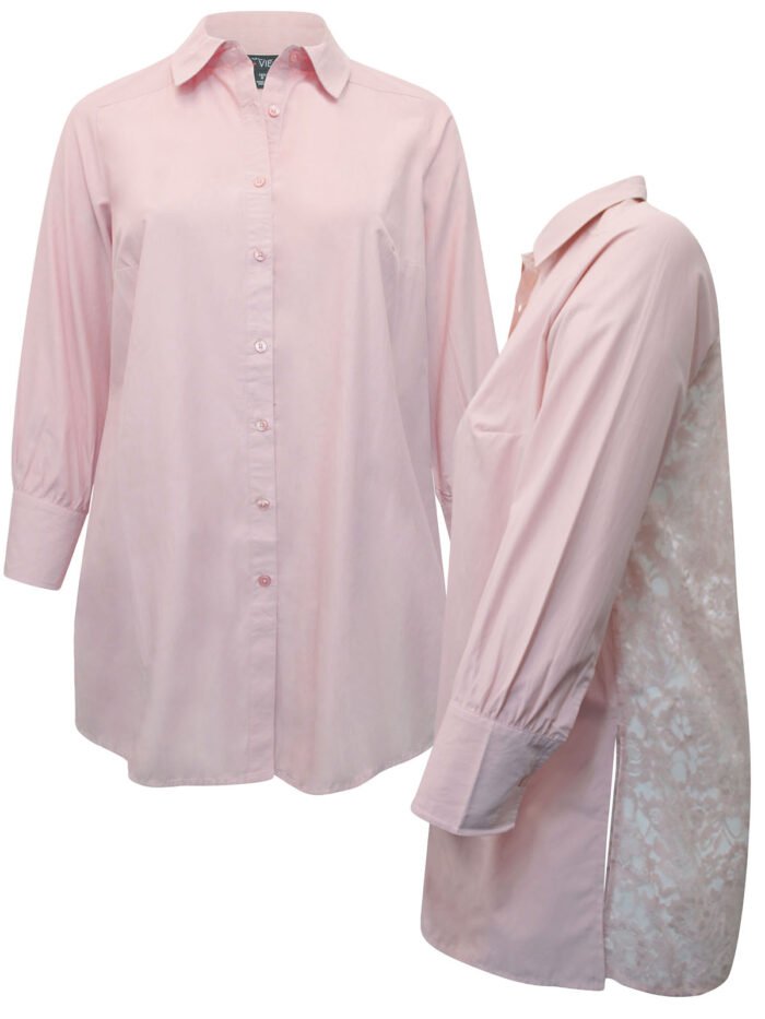 PINK Cotton Rich Longline Blouse Size 16 - 34 - Image 5