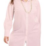 PINK Cotton Rich Longline Blouse Size 16 - 34