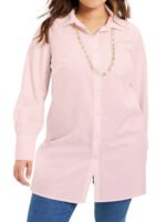 PINK Cotton Rich Longline Blouse Size 16 - 34