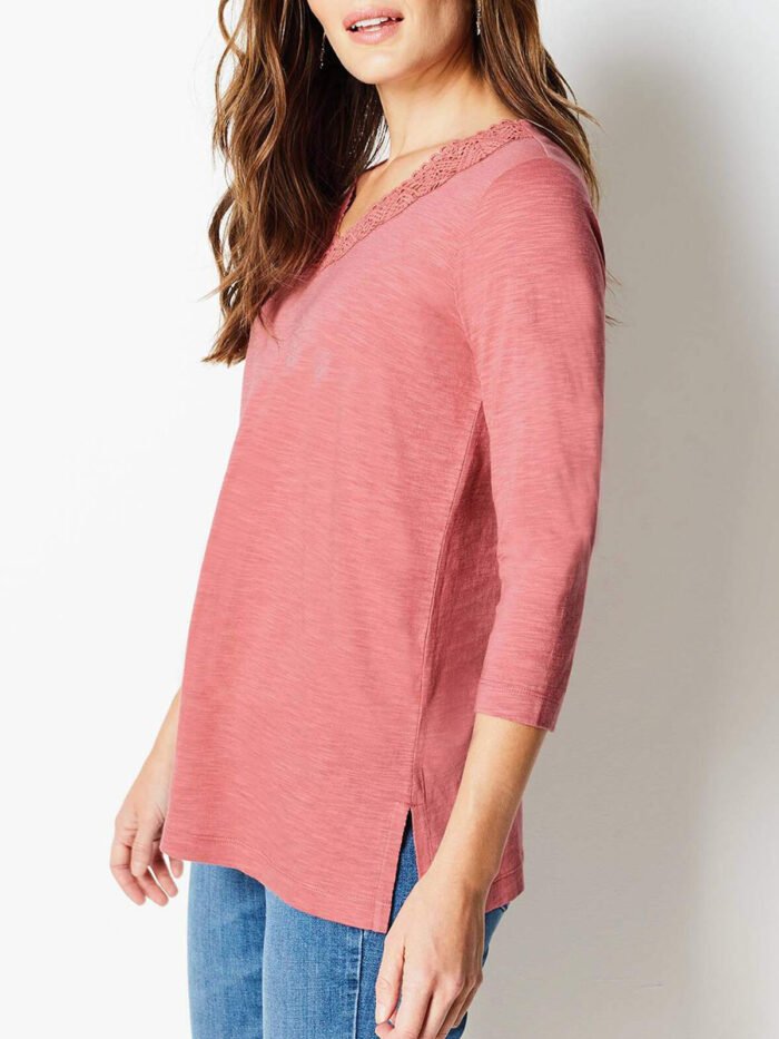 ROSE-PINK Pure Cotton Crochet Trim Top Size 10 - 18 - Image 7