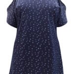 NAVY Tiny Star Print Cutout Shoulder Jersey Tunic Size 16