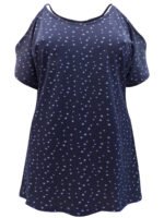 NAVY Tiny Star Print Cutout Shoulder Jersey Tunic Size 16